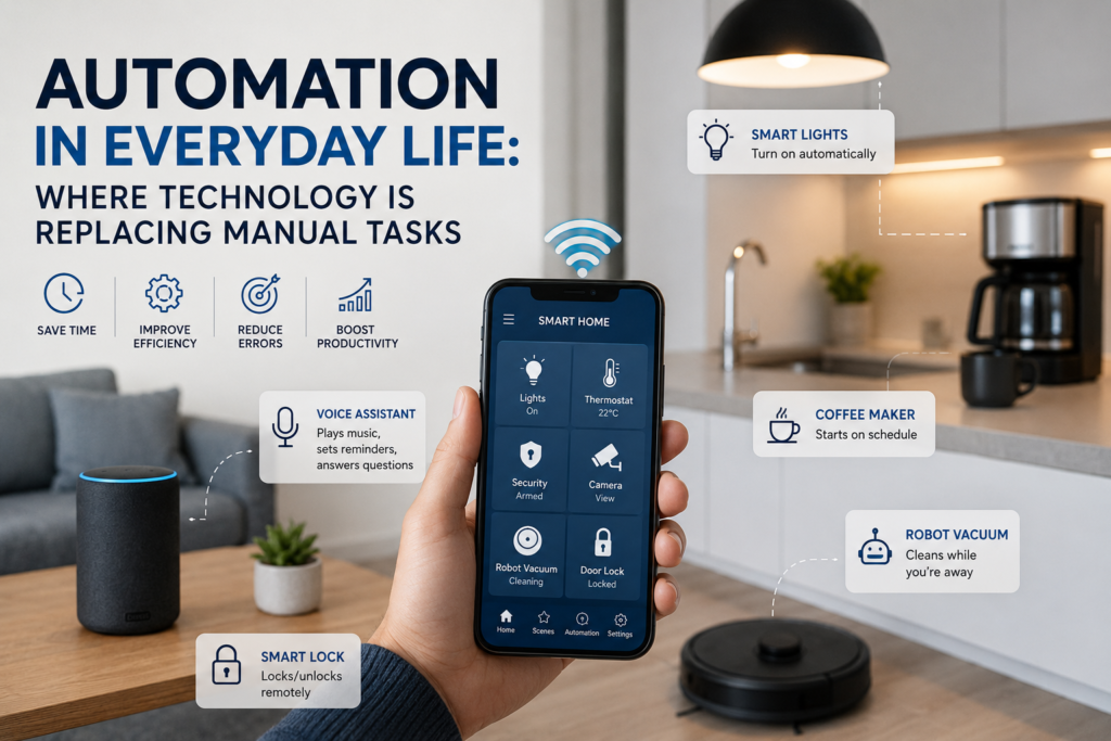 Discover how automation is changing everyday life, from smart homes and banking to work and travel, while exploring its benefits, risks, and limits.