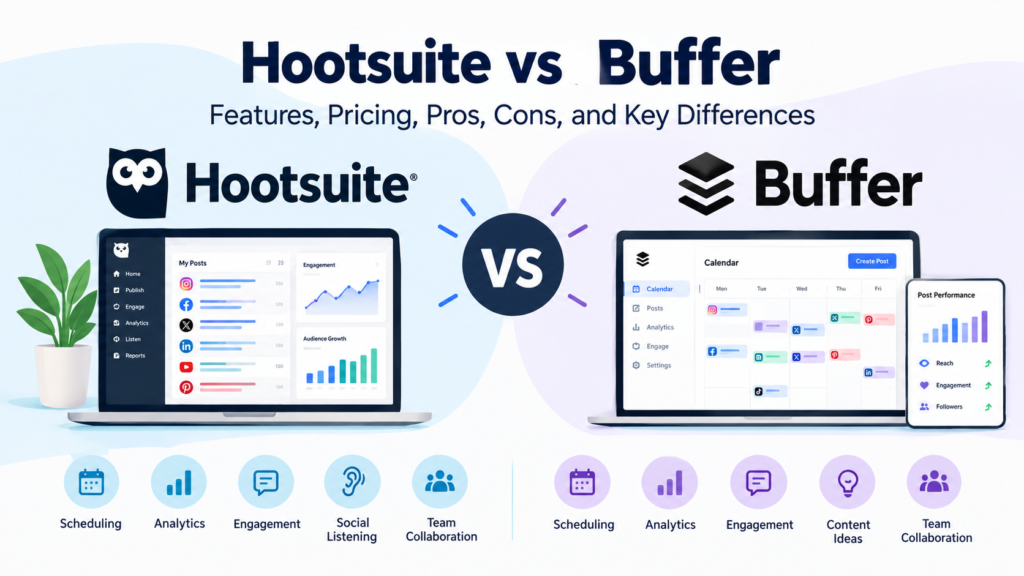 Hootsuite vs Buffer: Features, Pricing, Pros, Cons, and Key Differences